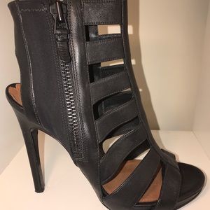 Leather caged heels